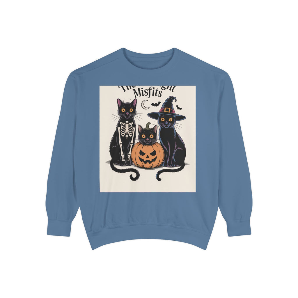 Halloween Black Cat Sweatshirt, Funny Cat Halloween Crewneck, Spooky Season Tee, The Midnight Misfits Cats Costume Shirt Gift