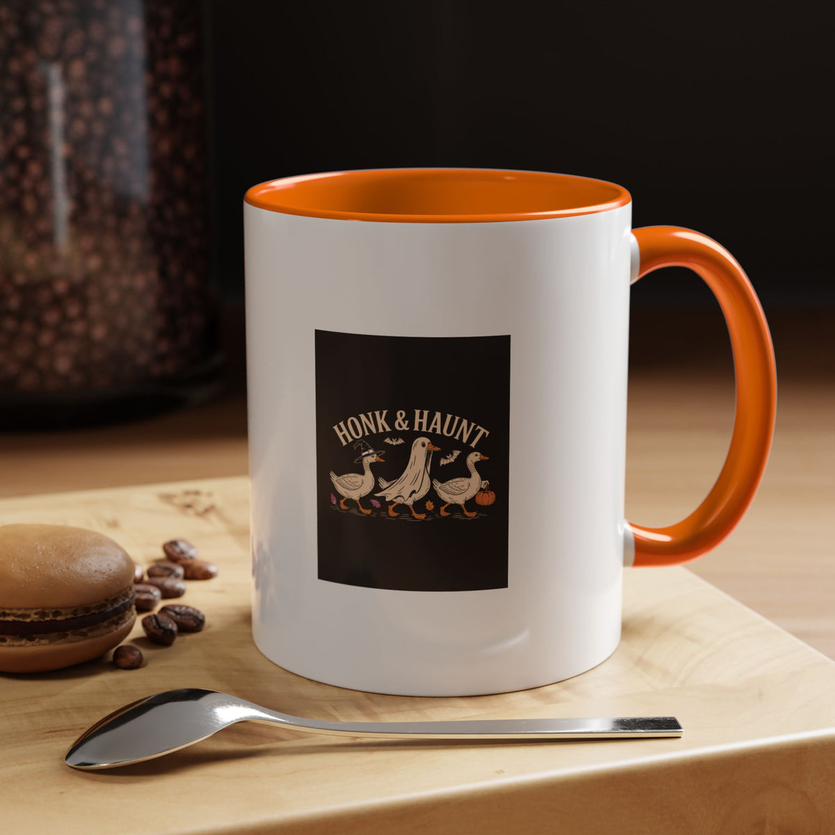 Honk & Haunt Geese Mug, Funny Halloween Goose Coffee Cup, Vintage Spooky Season Ceramic Mug, Witch Ghost Pumpkin Goose Gift