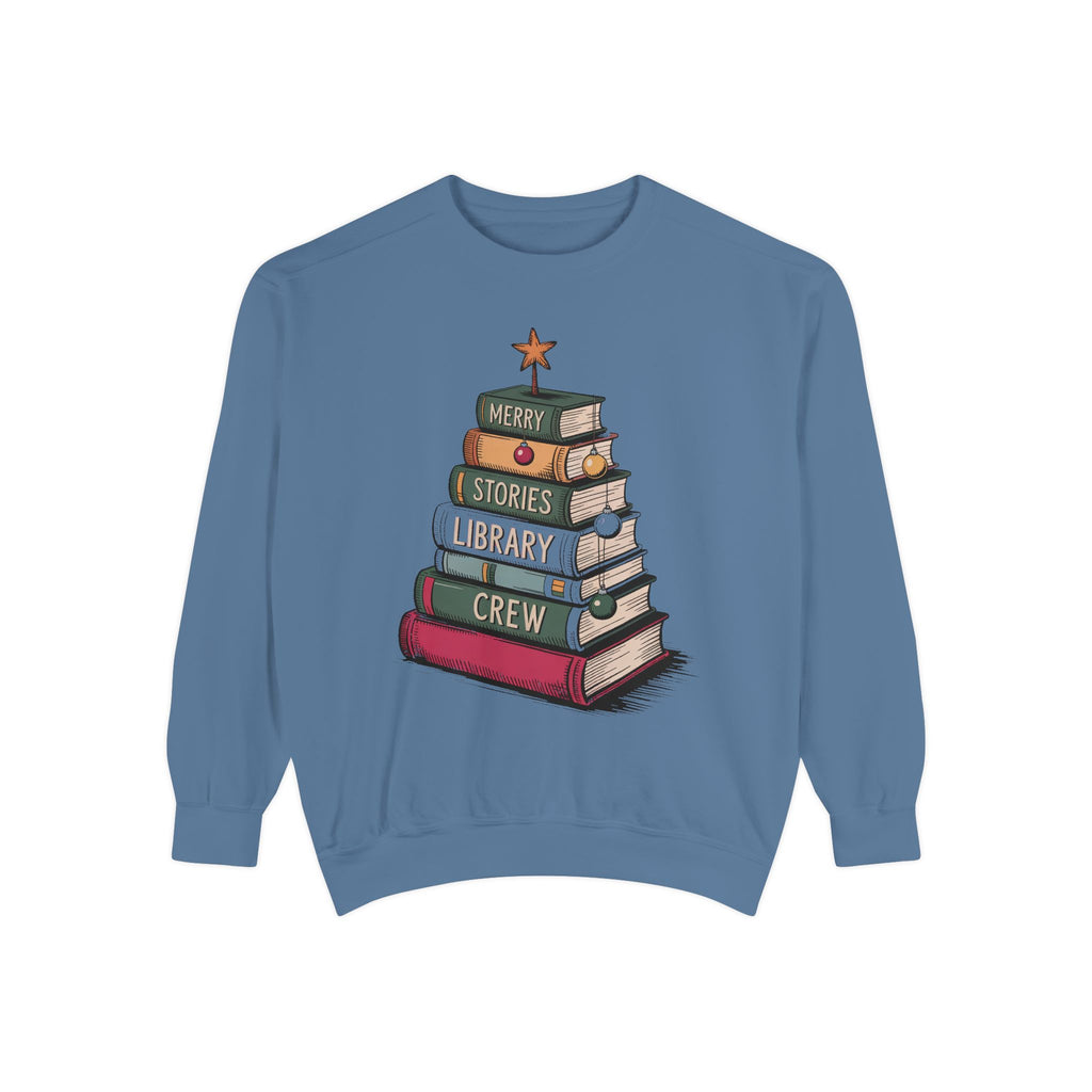 Librarian Christmas Sweatshirt, Library Crew Gift, Merry Stories Crewneck, Christmas Gift For Librarian, Book Lover Holiday Sweatshirt, Lib…