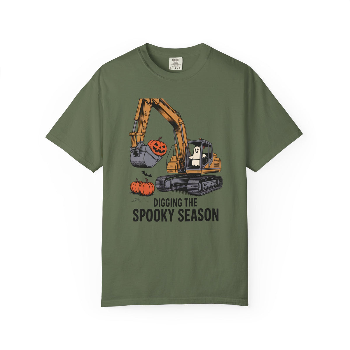 Digging The Spooky Season Excavator Shirt, Funny Halloween Construction Tee, Ghost Pumpkin Halloween T-Shirt, Excavator Lover Gift