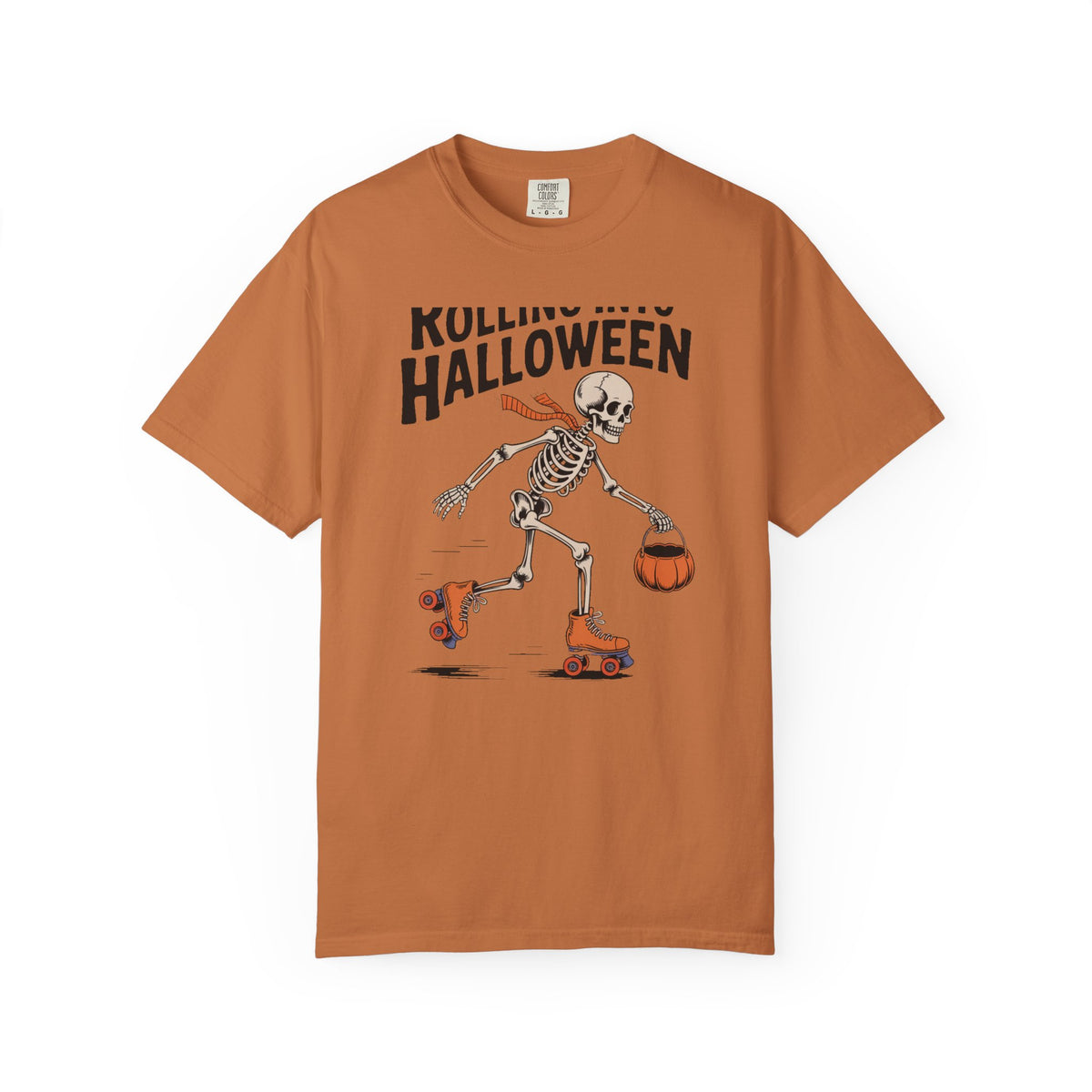 Rolling Into Halloween Skeleton Shirt, Retro Roller Skate Skeleton Tee, Funny Halloween T-Shirt, Vintage Spooky Season Gift