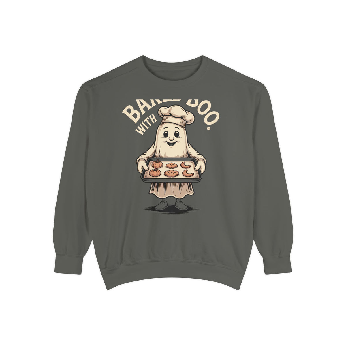 Baked With Boo Ghost Sweatshirt, Halloween Baking Crewneck, Cute Ghost Cookie Shirt, Fall Bakery Gift, Spooky Season Sweatshirt