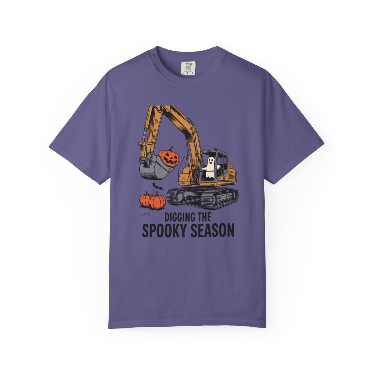 Digging The Spooky Season Excavator Shirt, Funny Halloween Construction Tee, Ghost Pumpkin Halloween T-Shirt, Excavator Lover Gift
