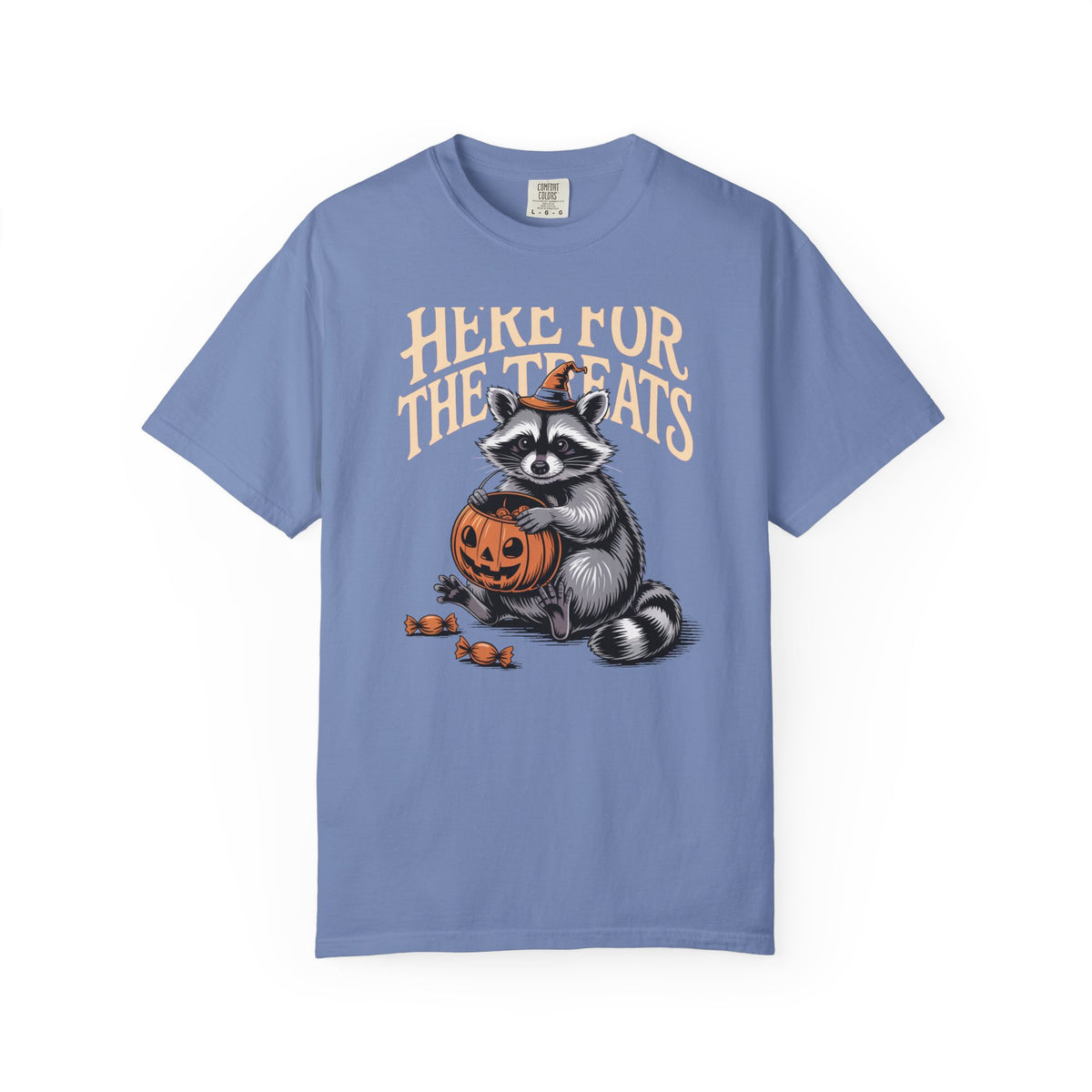 Here For The Treats Raccoon Shirt, Funny Halloween T-Shirt, Vintage Trick Or Treat Tee, Spooky Season Raccoon Gift