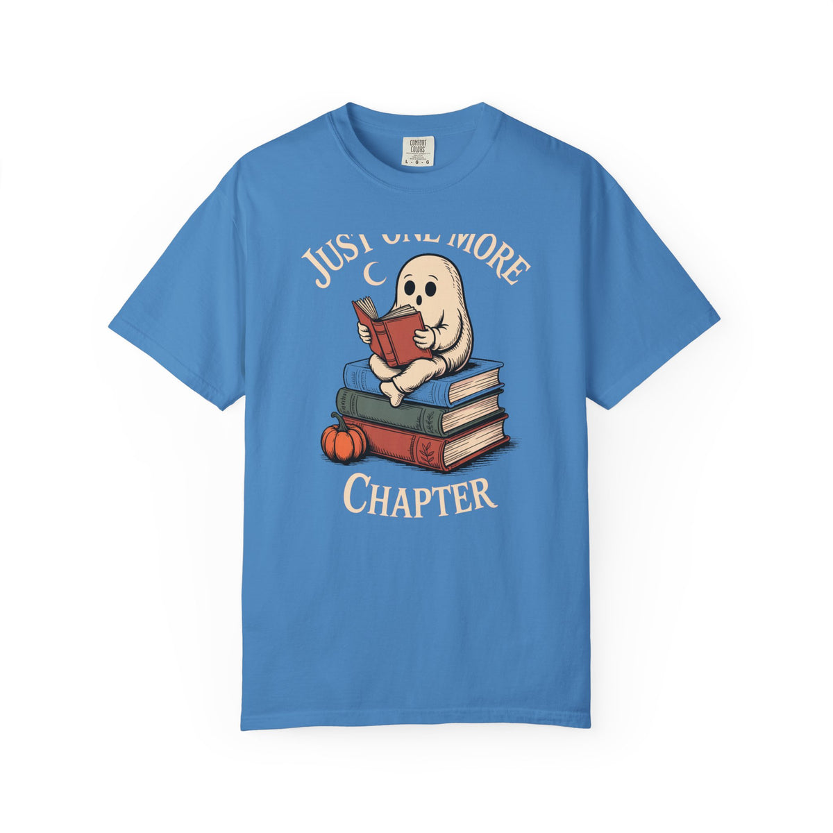 Just One More Chapter Ghost Shirt, Halloween Reading Tee, Bookworm Ghost T-Shirt, Cozy Spooky Season Gift for Book Lovers