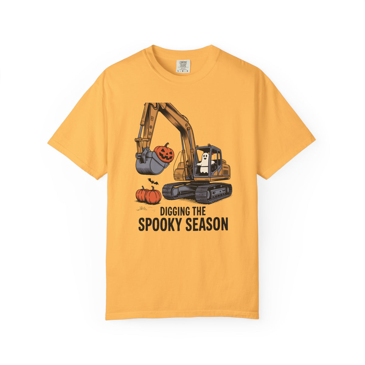 Digging The Spooky Season Excavator Shirt, Funny Halloween Construction Tee, Ghost Pumpkin Halloween T-Shirt, Excavator Lover Gift