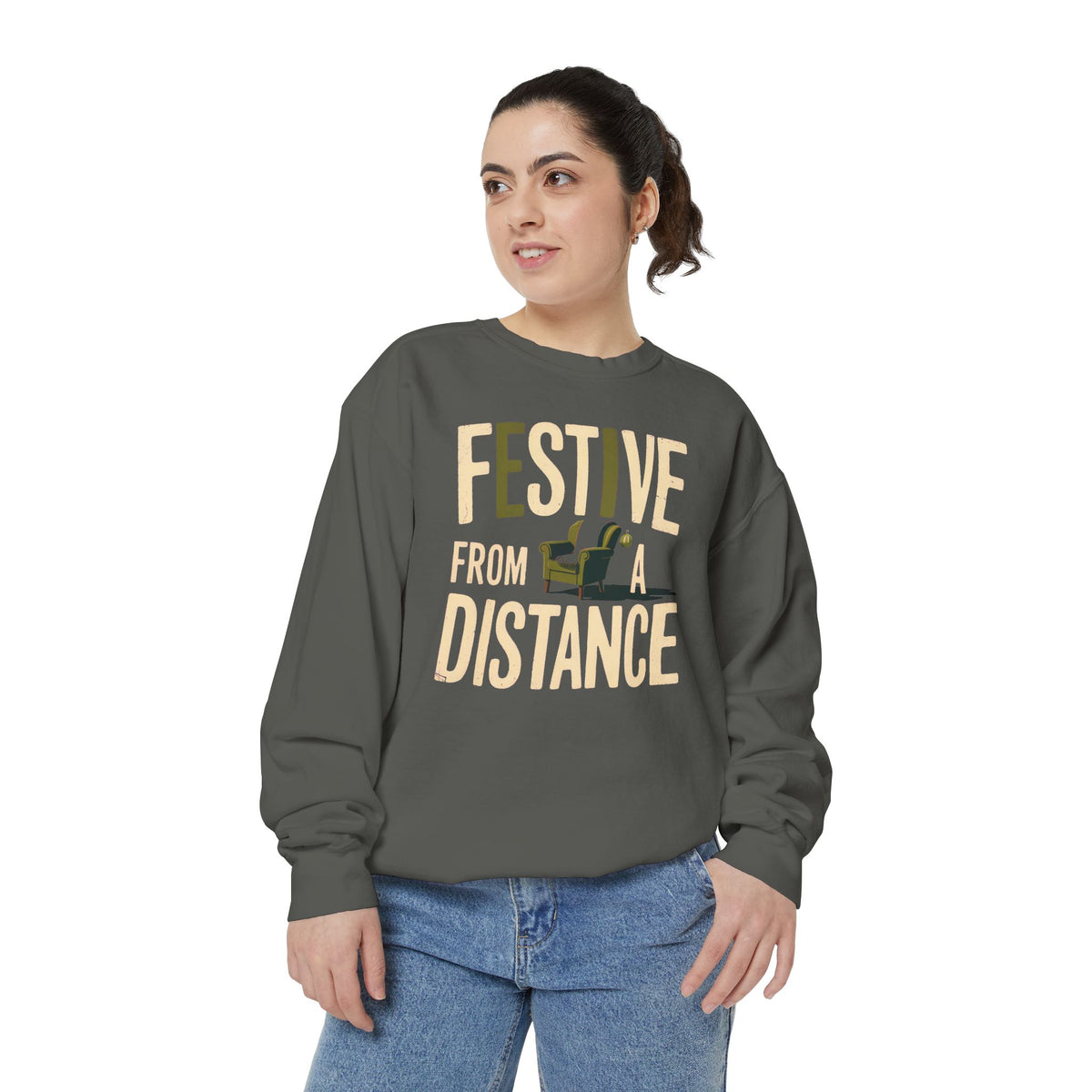 Introvert Christmas Sweatshirt, Festive From A Distance, Funny Christmas Gift For Introverts, Antisocial Holiday Crewneck, Cozy Christmas T…