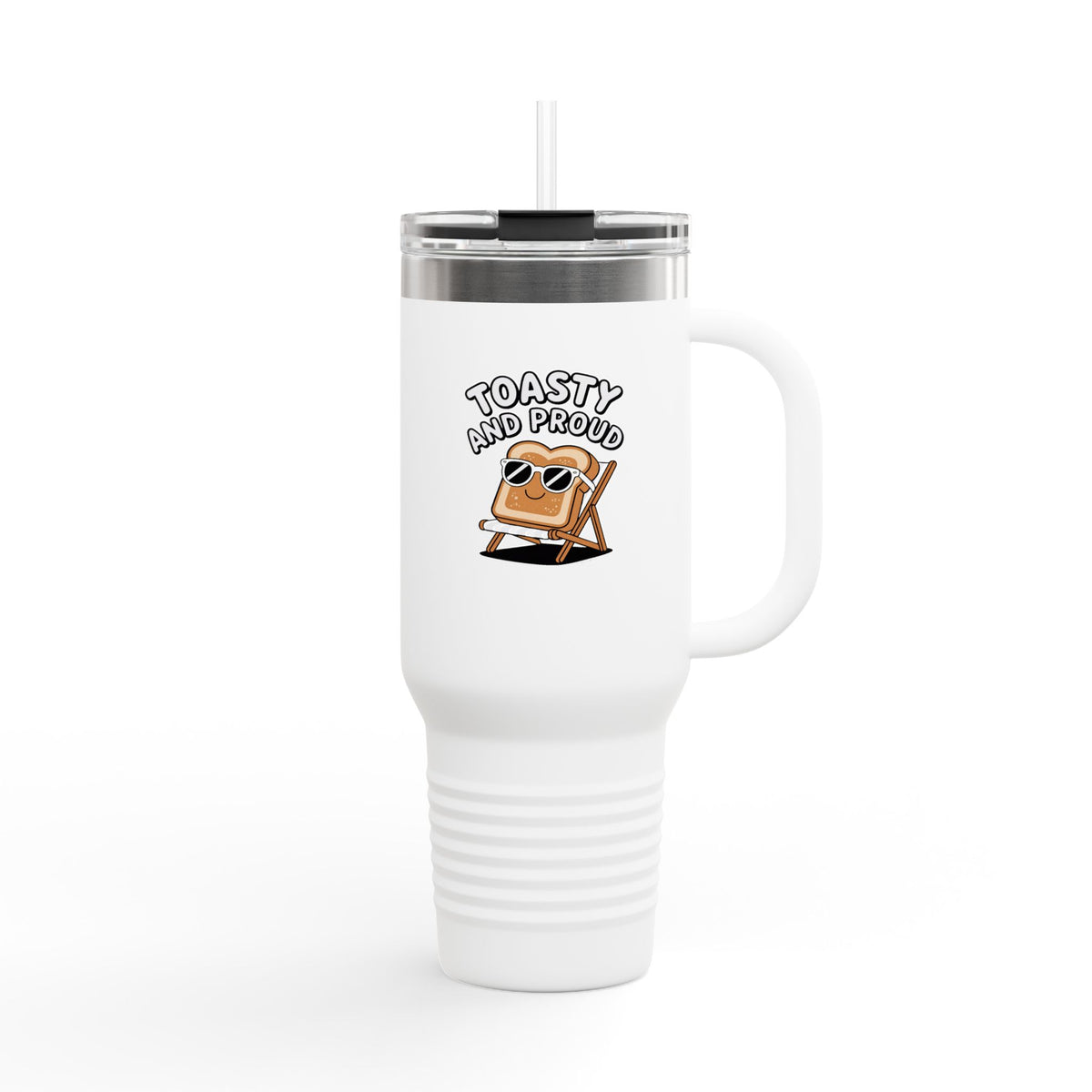 Toasty And Proud Bread Tumbler, Funny Toast Sunglasses 40oz Travel Mug, Cute Breakfast Lover Gift, Beach Toast Insulated Cup