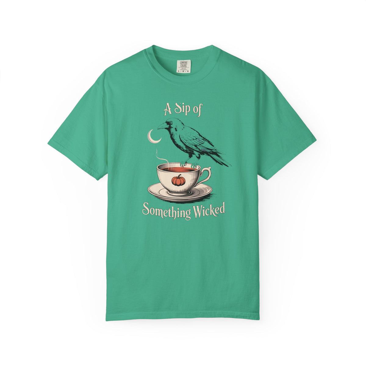 A Sip Of Something Wicked Crow Shirt, Vintage Halloween Tea Tee, Gothic Crow Pumpkin T-Shirt, Witchy Autumn Gift