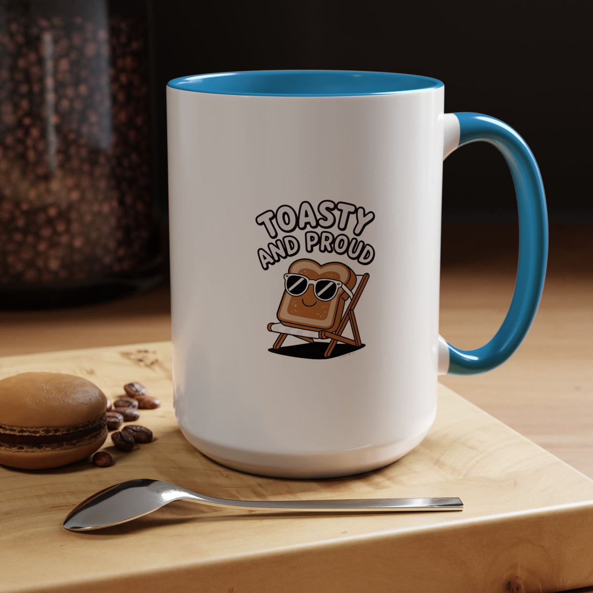 Toasty And Proud Mug, Funny Toast Sunglasses Coffee Mug, Cute Breakfast Lover Gift, Beach Chair Toast Cup, Funny Kitchen Mug