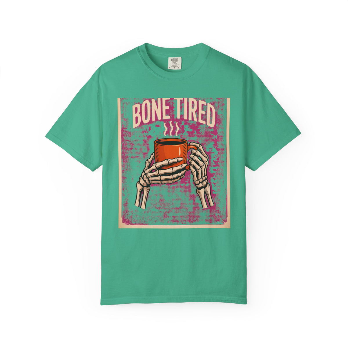 Bone Tired Coffee Shirt, Skeleton Hands Coffee Mug Tee, Halloween Shirt, Vintage Spooky Season T-Shirt, Funny Coffee Lover Gift