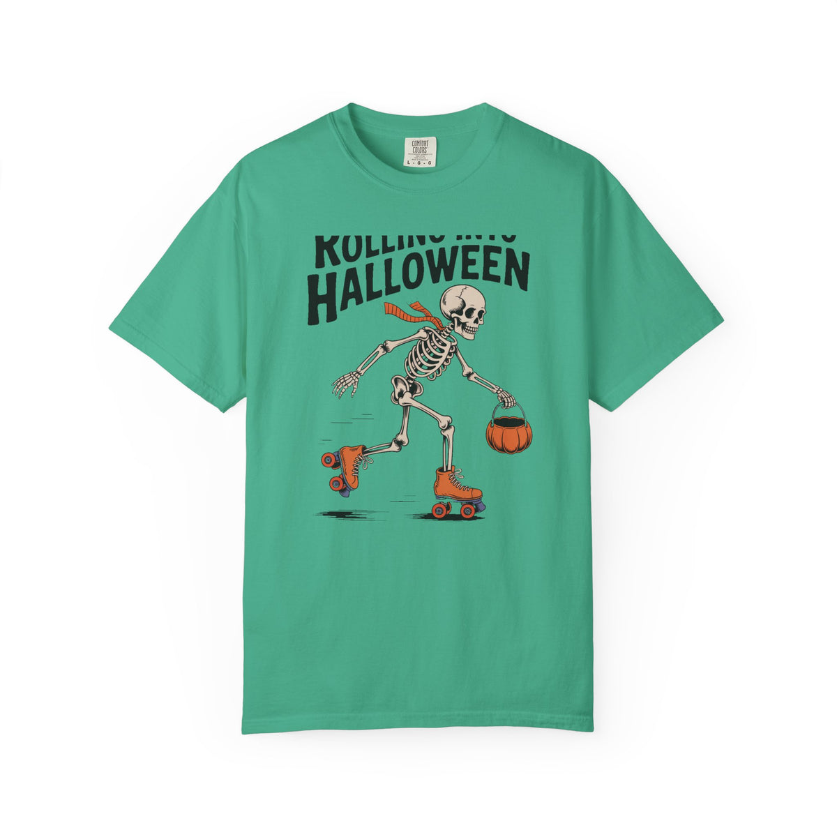 Rolling Into Halloween Skeleton Shirt, Retro Roller Skate Skeleton Tee, Funny Halloween T-Shirt, Vintage Spooky Season Gift