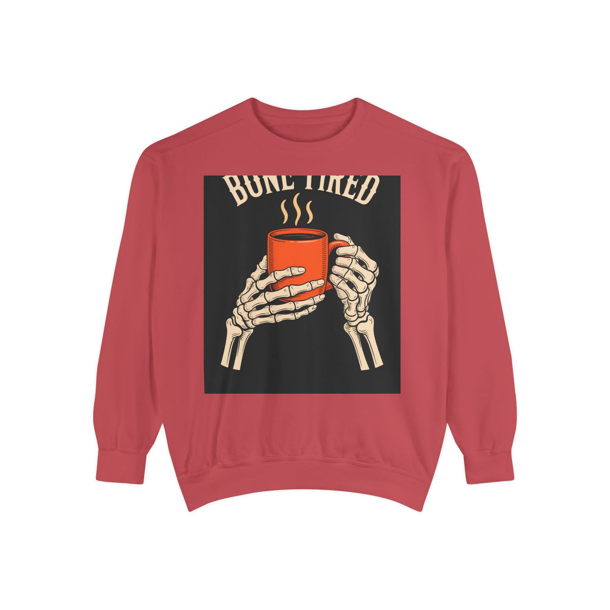 Bone Tired Coffee Skeleton Sweatshirt, Halloween Coffee Lover Crewneck, Funny Skeleton Hands Mug Shirt, Spooky Season Gift