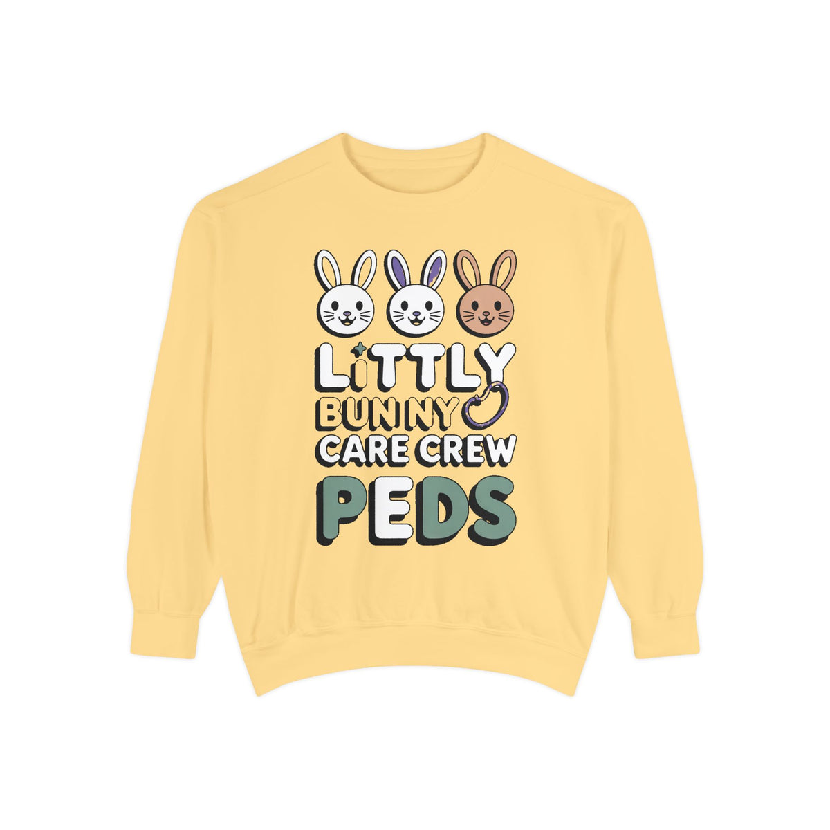 Pediatric Nurse Sweatshirt, Little Bunny Care Crew, Easter Gift For Peds Nurse, Cute Bunny Nurse Shirt, Easter Nurse Appreciation Sweatshir…