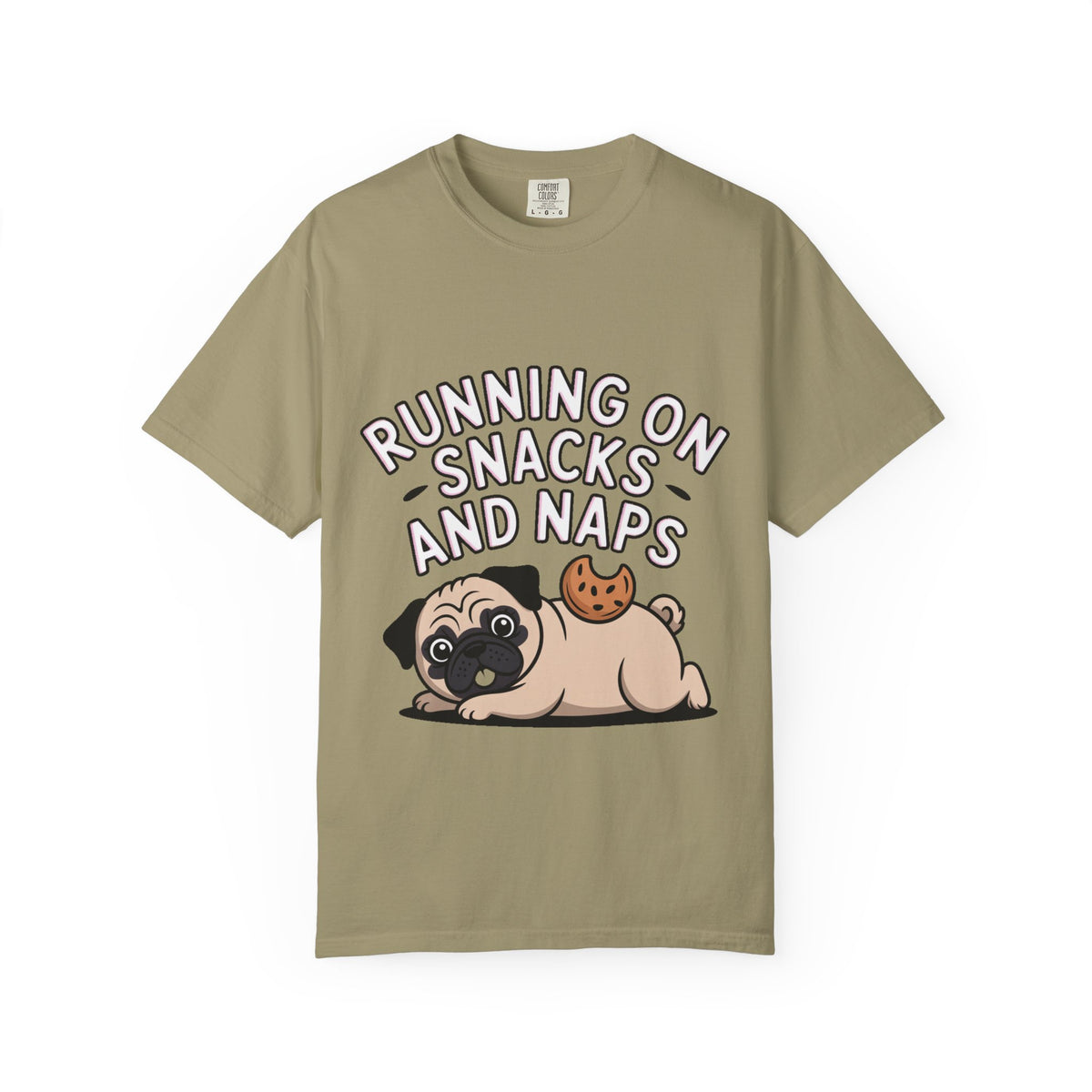 Funny Pug Shirt, Running On Snacks And Naps T-Shirt, Cute Pug Lover Gift, Napping Dog Tee, Lazy Dog Graphic Shirt