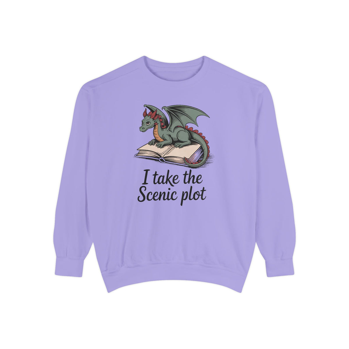 Fantasy Reader Sweatshirt, I Take The Scenic Plot, Dragon Book Lover Gift, Bookish Hobby Sweatshirt, Cute Dragon Reading Tee, Gift For Book…