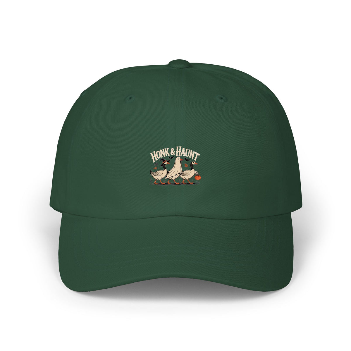 Honk & Haunt Geese Dad Cap, Funny Halloween Goose Hat, Vintage Spooky Season Embroidered Cap, Bird Lover Halloween Gift