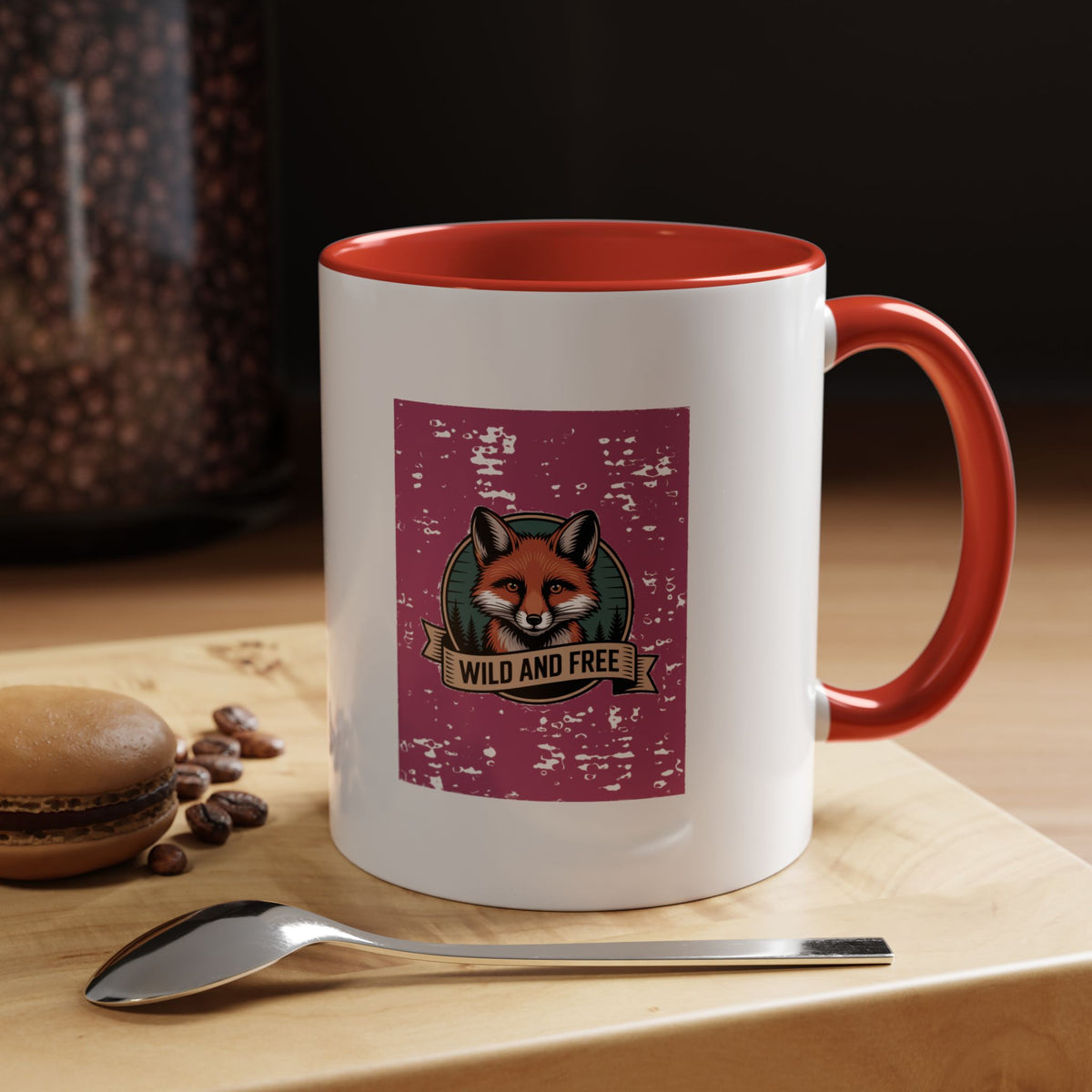 Retro Fox Badge Mug, Vintage Wildlife Patch Coffee Mug, Wild And Free Outdoor Mug, Fox Lover Gift, Camping Nature Ceramic Mug