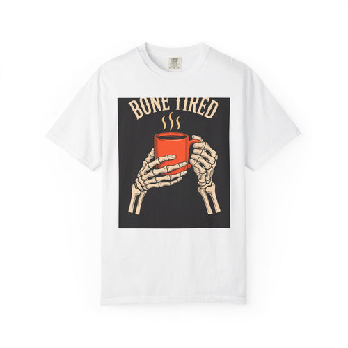 Bone Tired Halloween Shirt, Skeleton Hands Coffee Mug Tee, Vintage Halloween Coffee T-Shirt, Spooky Season Gift