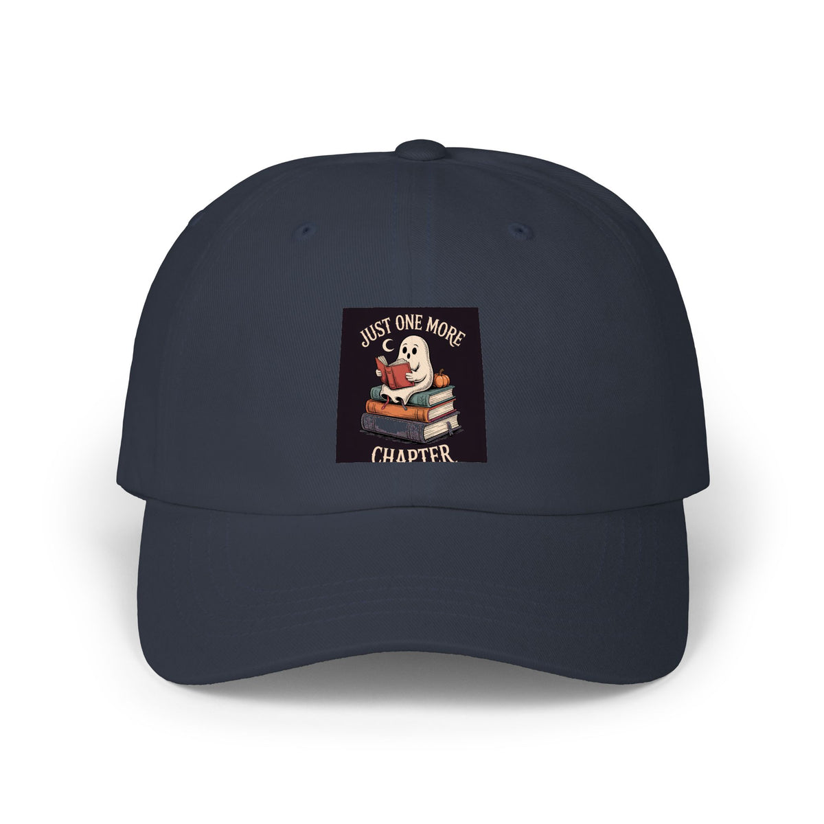 Just One More Chapter Ghost Dad Cap, Halloween Reading Hat, Bookish Ghost Embroidered Cap, Spooky Season Gift for Book Lovers