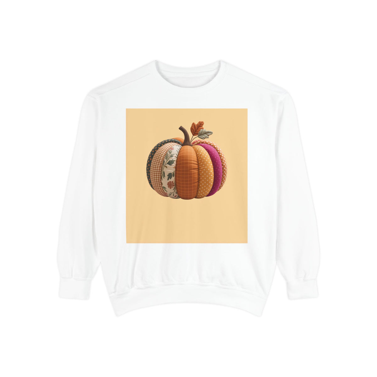 Patchwork Pumpkin Sweatshirt, Fall Quilted Pumpkin Crewneck, Halloween Shirt, Cozy Autumn Gift, Embroidered Style Pumpkin Sweater