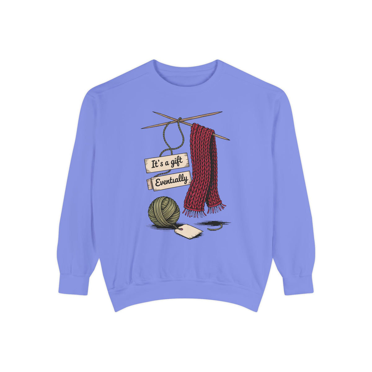 Knitter Christmas Sweatshirt, It's A Gift Eventually, Funny Knitting Crewneck, Christmas Gift For Knitter, Yarn Lover Sweatshirt, Crafter H…