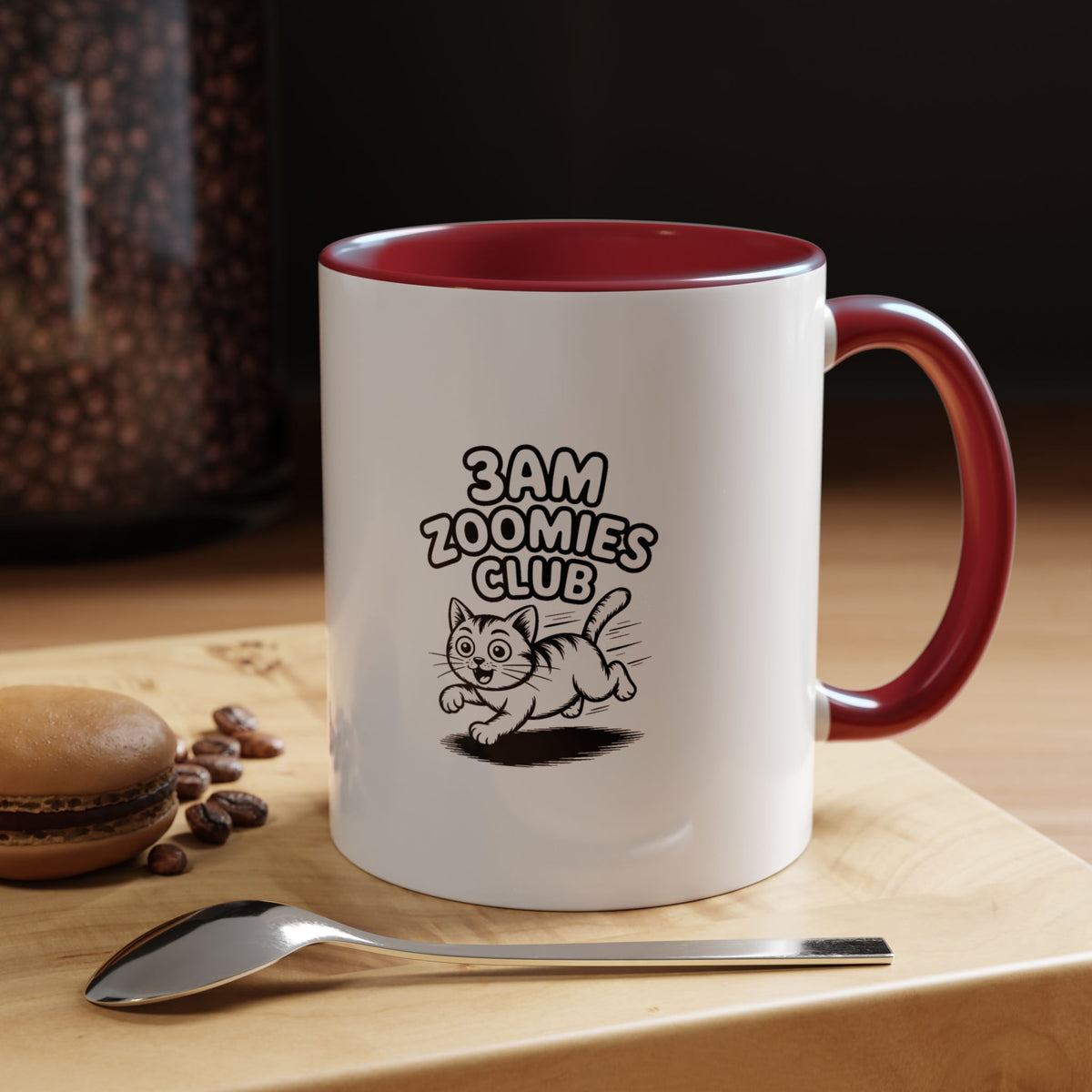 3AM Zoomies Club Mug, Funny Crazy Cat Coffee Mug, Cute Cartoon Cat Lover Gift, Zoomies Cat Owner Present, Ceramic Accent Mug