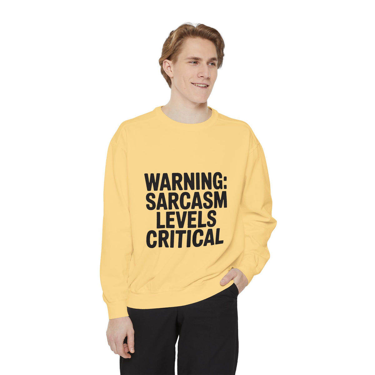 Warning Sarcasm Levels Critical Sweatshirt, Funny Embroidered Crewneck, Sarcastic Quote Pullover, Gift for Sarcastic Friend