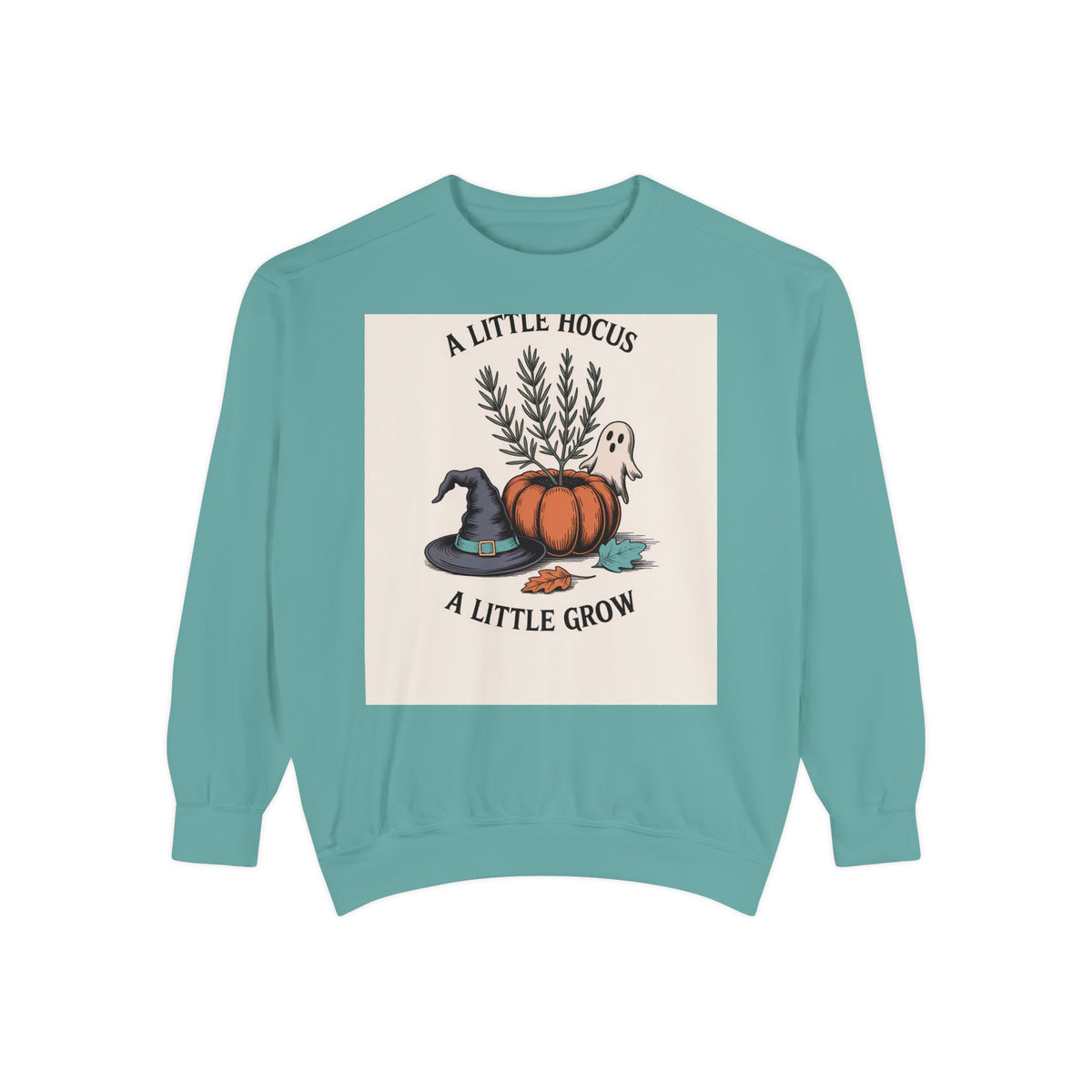 A Little Hocus A Little Grow Sweatshirt, Halloween Pumpkin Planter Crewneck, Witchy Botanical Sweatshirt, Cozy Fall Halloween Shirt