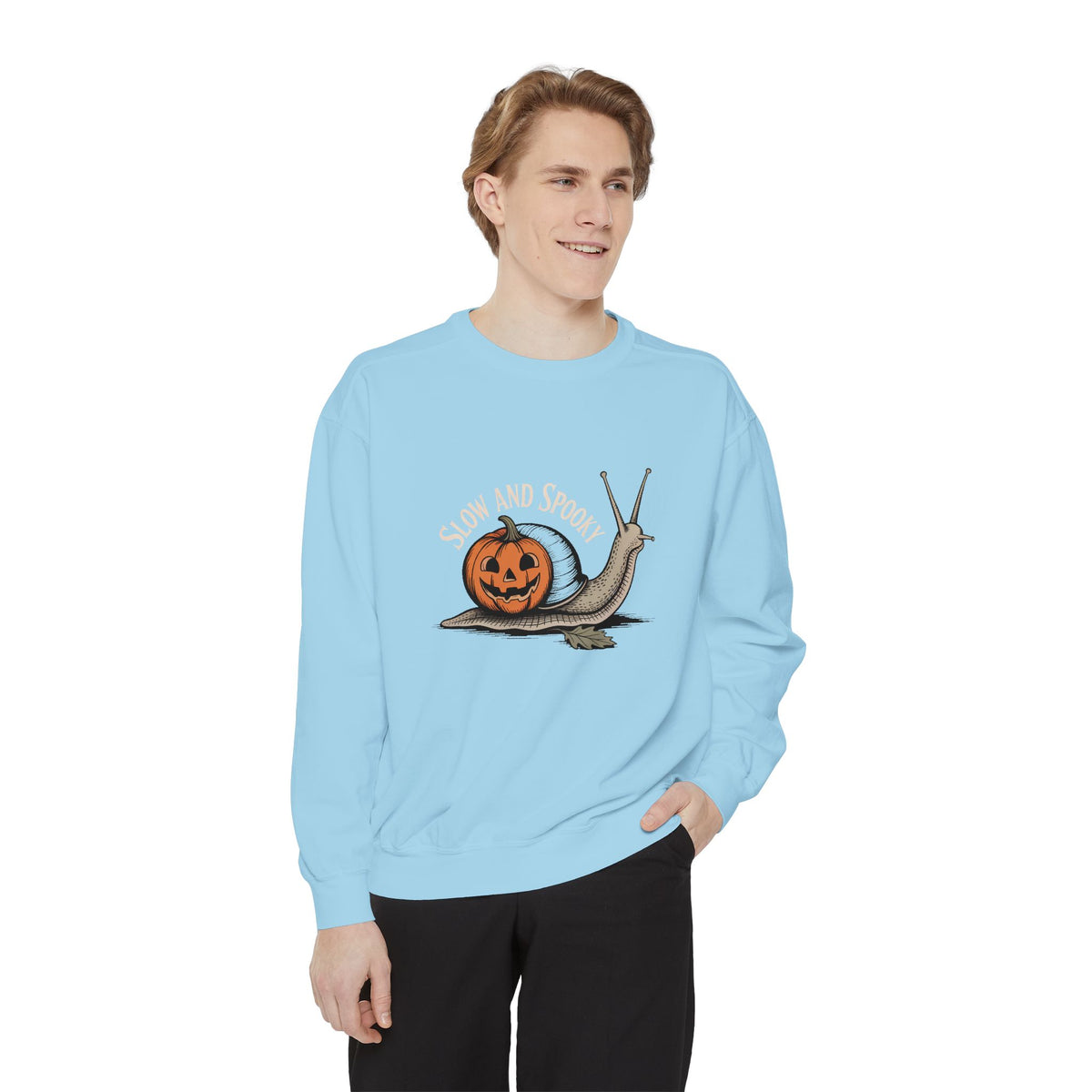 Slow And Spooky Snail Sweatshirt, Halloween Garden Snail Crewneck, Pumpkin Shell Vintage Engraving Tee, Spooky Season Gift