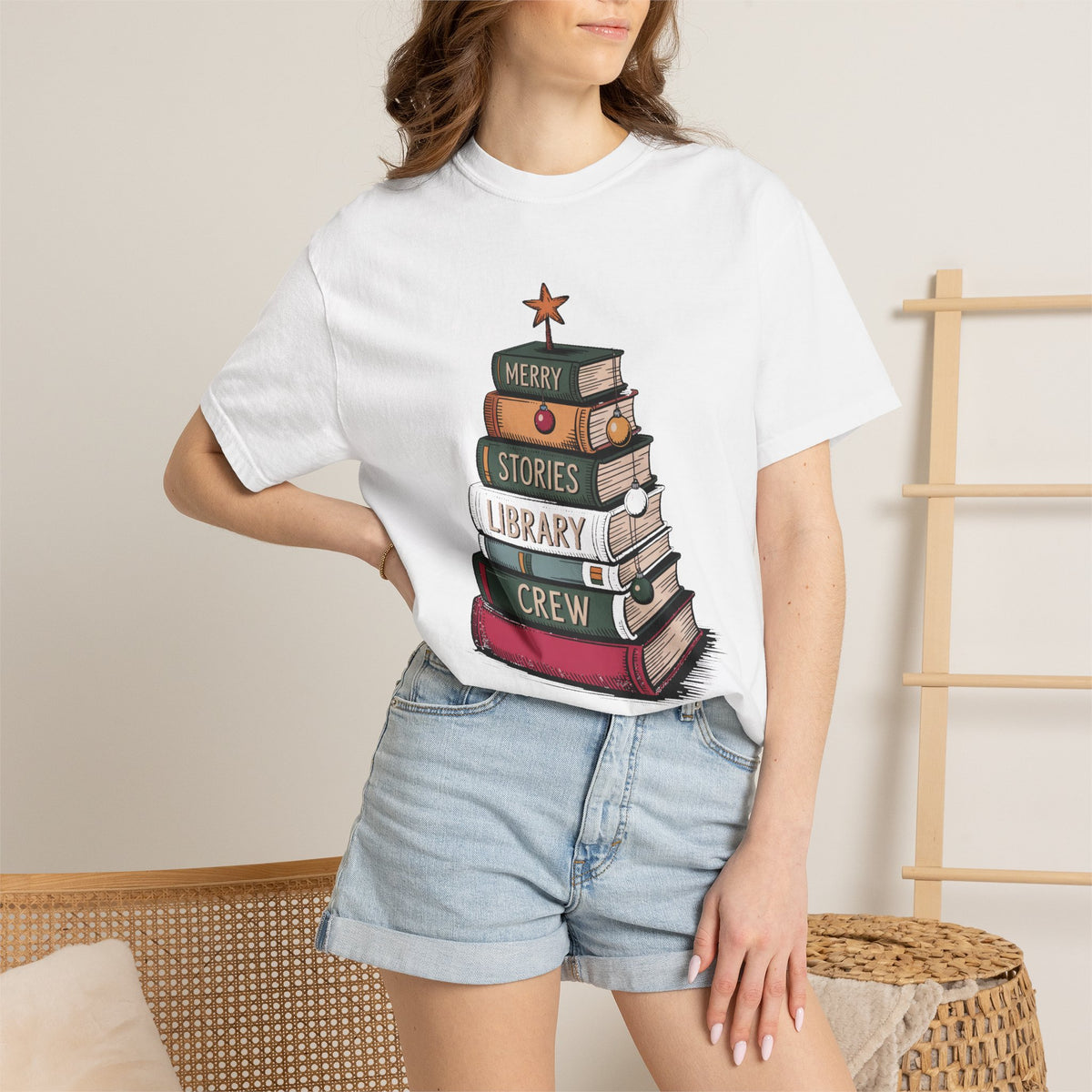 Librarian Christmas Shirt, Merry Stories Library Crew Tee, Christmas Gift For Librarian, Library Staff Christmas Crew Shirt, Book Lover Hol…