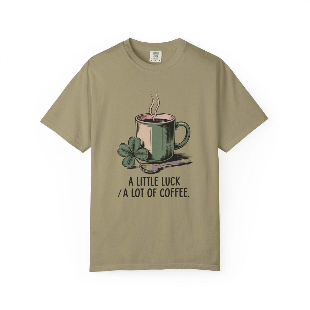Coffee Lover St Patrick's Day Shirt, A Little Luck A Lot Of Coffee Tee, Funny St Paddy's Day Gift, Shamrock Mug Tee, Lucky Coffee Lover Shi…