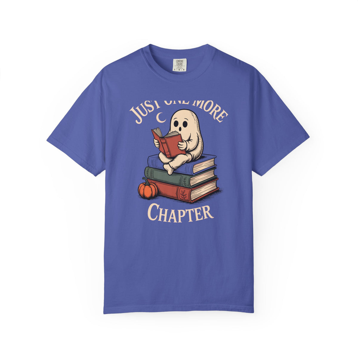 Just One More Chapter Ghost Shirt, Halloween Reading Tee, Bookworm Ghost T-Shirt, Cozy Spooky Season Gift for Book Lovers
