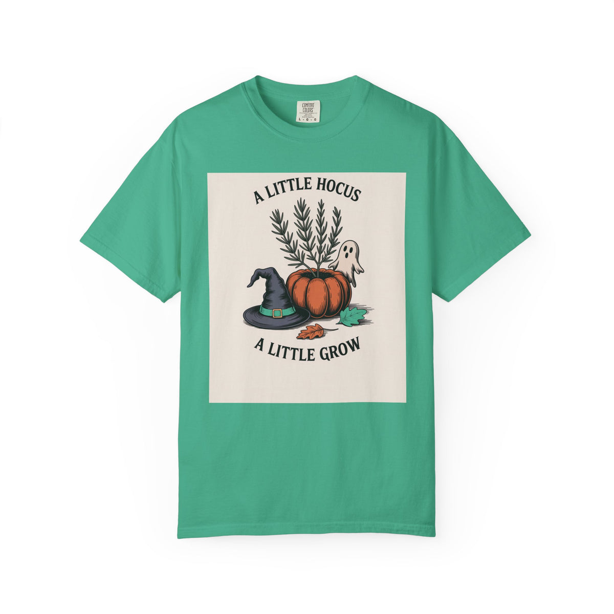 A Little Hocus A Little Grow Shirt, Halloween Botanical T-Shirt, Pumpkin Planter Witch Hat Ghost Tee, Cozy Fall Gift