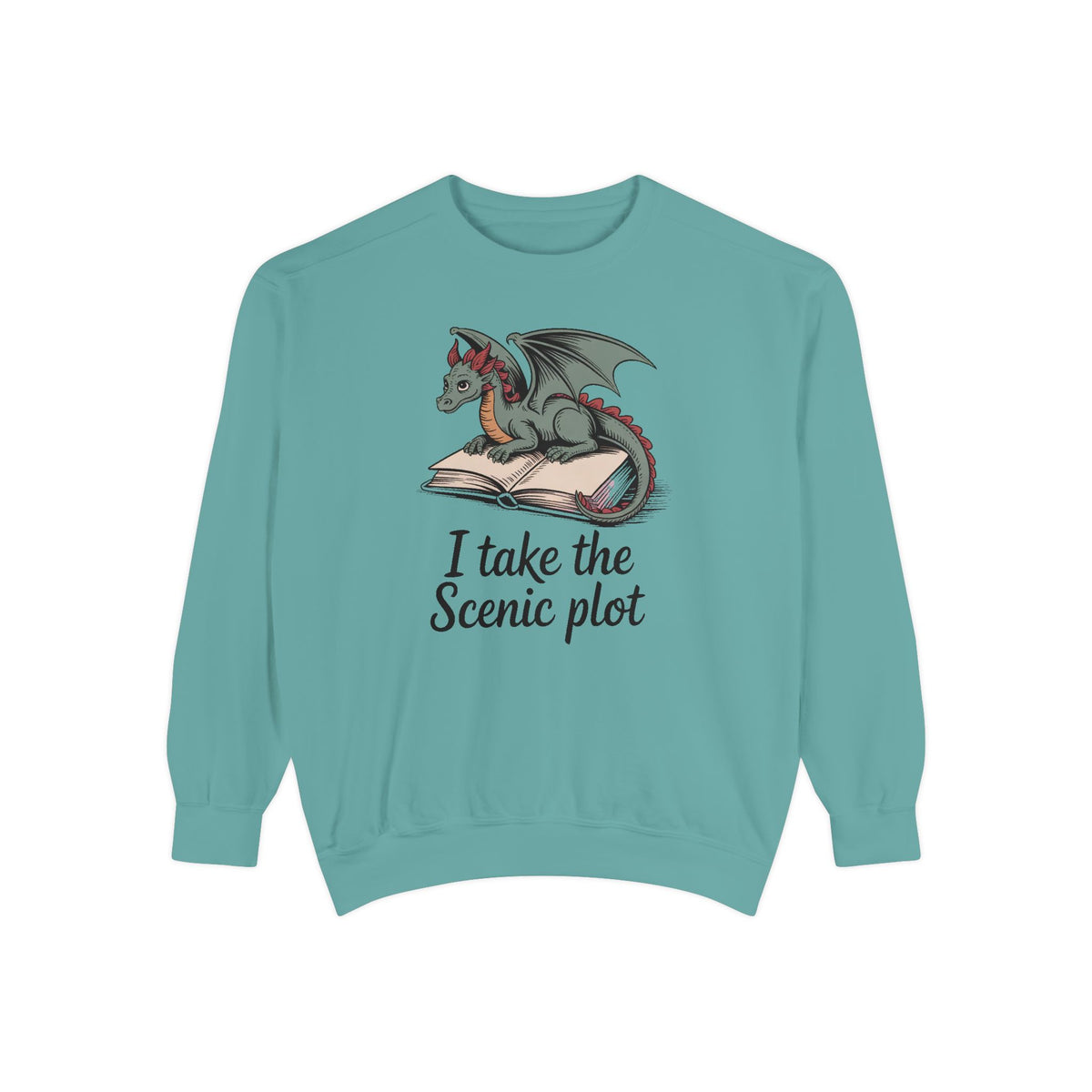 Fantasy Reader Sweatshirt, I Take The Scenic Plot, Dragon Book Lover Gift, Bookish Hobby Sweatshirt, Cute Dragon Reading Tee, Gift For Book…