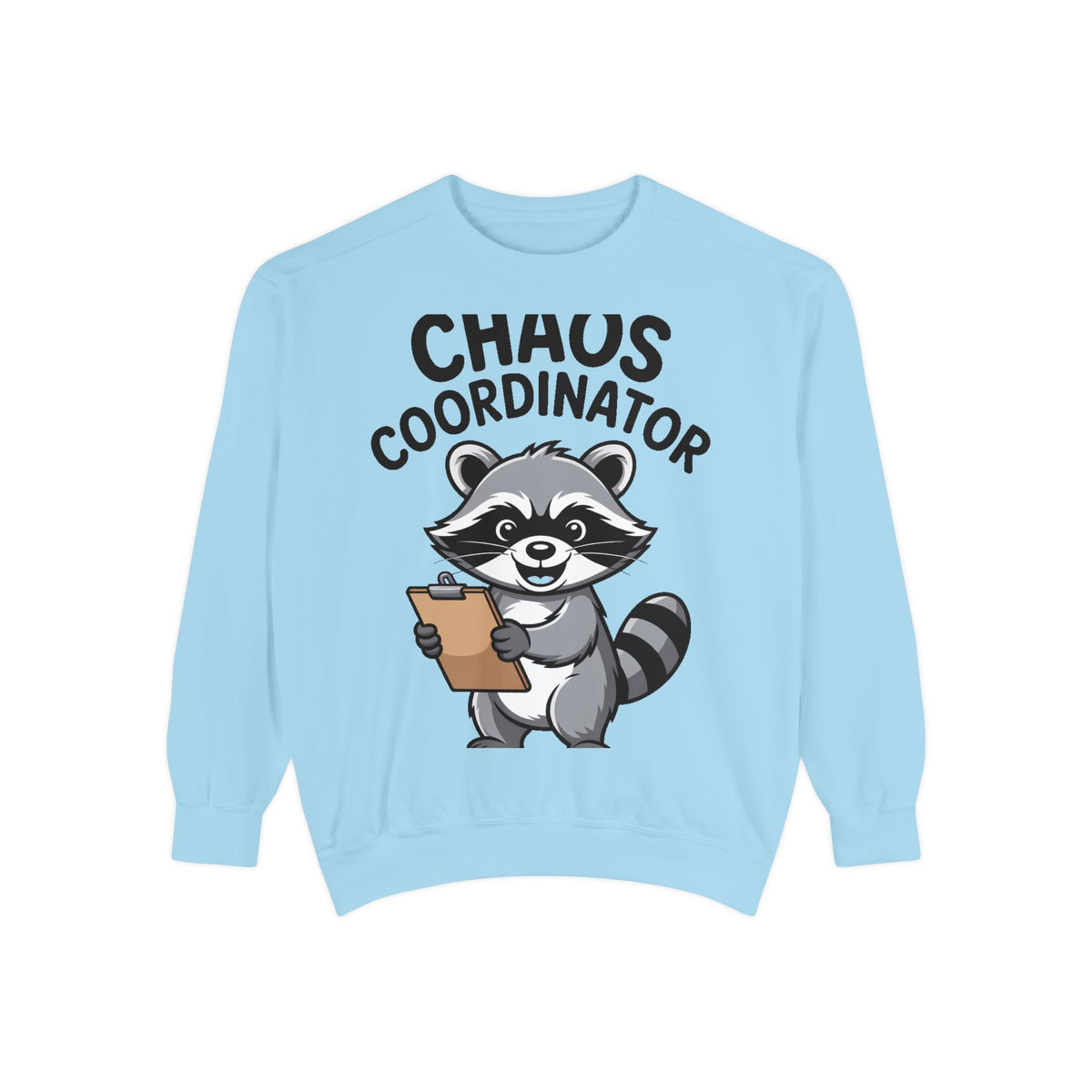 Chaos Coordinator Raccoon Sweatshirt, Funny Raccoon Crewneck, Cute Cartoon Raccoon Gift, Embroidered Patch Style Pullover
