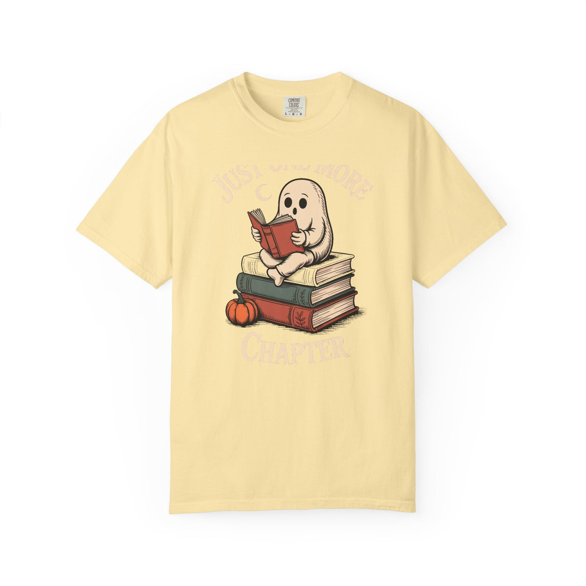 Just One More Chapter Ghost Shirt, Halloween Reading Tee, Bookworm Ghost T-Shirt, Cozy Spooky Season Gift for Book Lovers