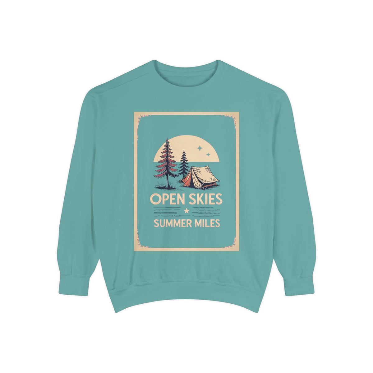 Camping Sweatshirt, Fourth of July Gift, Open Skies Summer Miles Crewneck, 4th of July Camping Tee, Patriotic Outdoor Sweatshirt, Camper Gi…