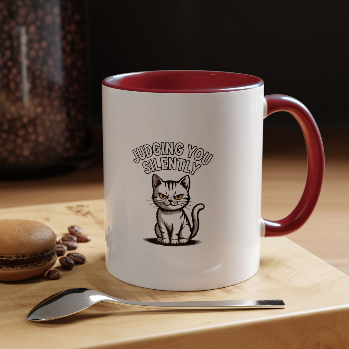 Judging You Silently Cat Mug, Funny Sarcastic Cat Coffee Mug, Cute Cat Lover Gift, Unimpressed Cat Ceramic Mug