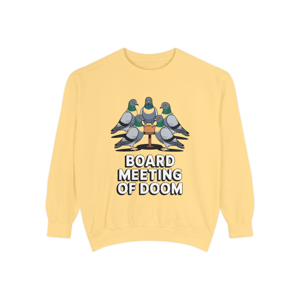 Funny Pigeon Sweatshirt, Board Meeting Of Doom Crewneck, Office Humor Bird Gift, Funny Coworker Sweater