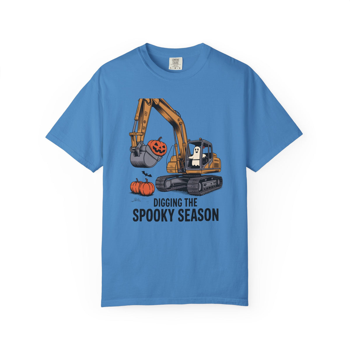 Digging The Spooky Season Excavator Shirt, Funny Halloween Construction Tee, Ghost Pumpkin Halloween T-Shirt, Excavator Lover Gift