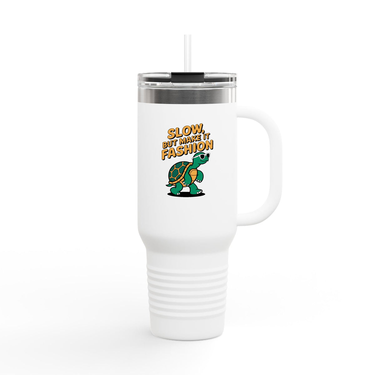 Slow But Fashion Turtle Travel Mug, Funny Turtle Tumbler, Cute Sunglasses Turtle 40oz Cup, Sassy Animal Lover Gift