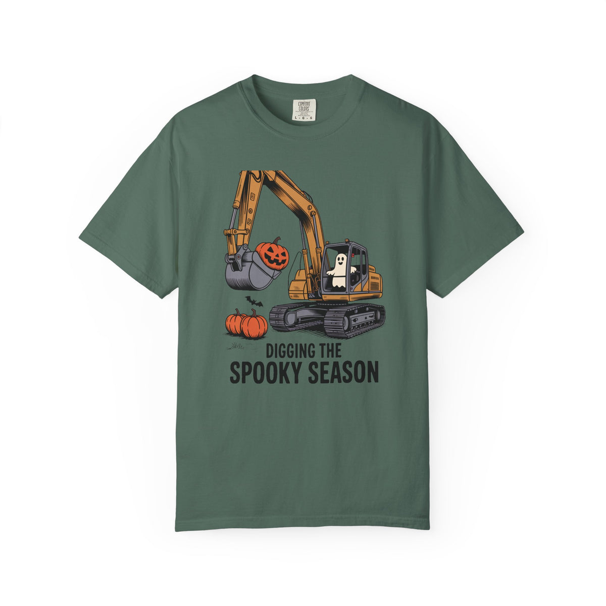 Digging The Spooky Season Excavator Shirt, Funny Halloween Construction Tee, Ghost Pumpkin Halloween T-Shirt, Excavator Lover Gift