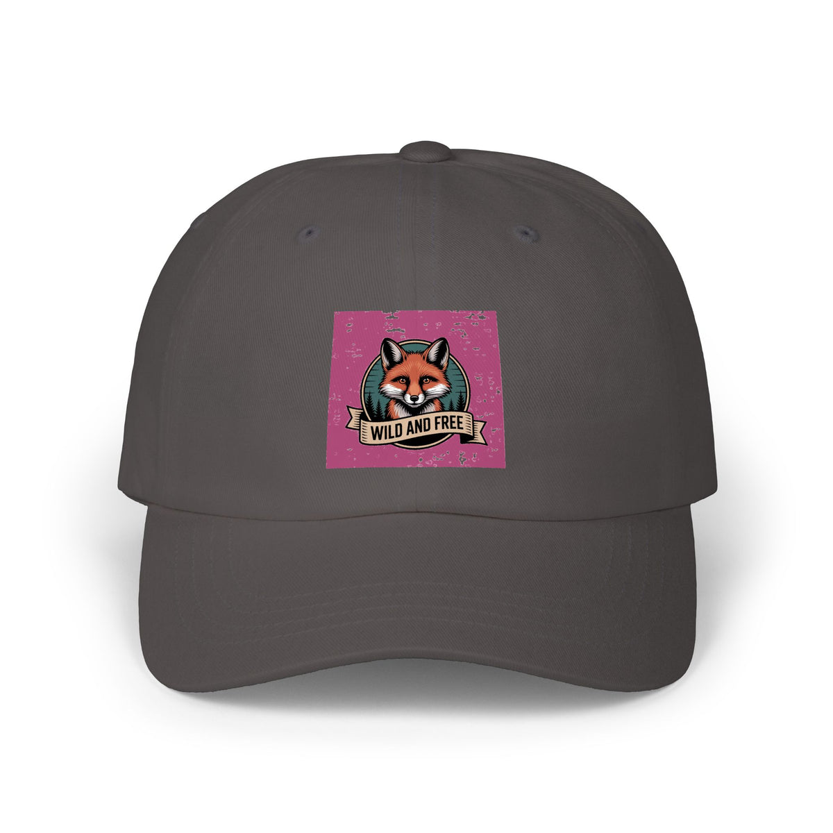 Retro Fox Dad Hat, Vintage Wildlife Badge Cap, Wild and Free Embroidered Hat, Outdoor Nature Lover Gift, Unstructured Baseball Cap