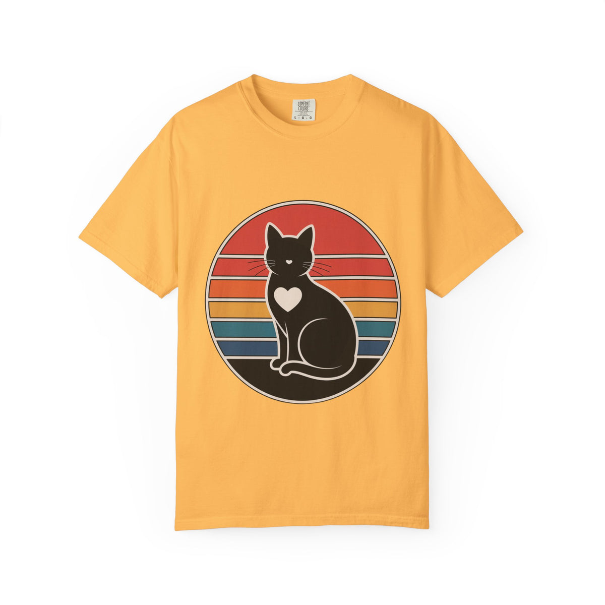 Cat Mom Sunset Badge Shirt, Retro Vintage Cat Lover T-Shirt, Minimalist Circular Badge Tee, Cute Cat Mom Gift