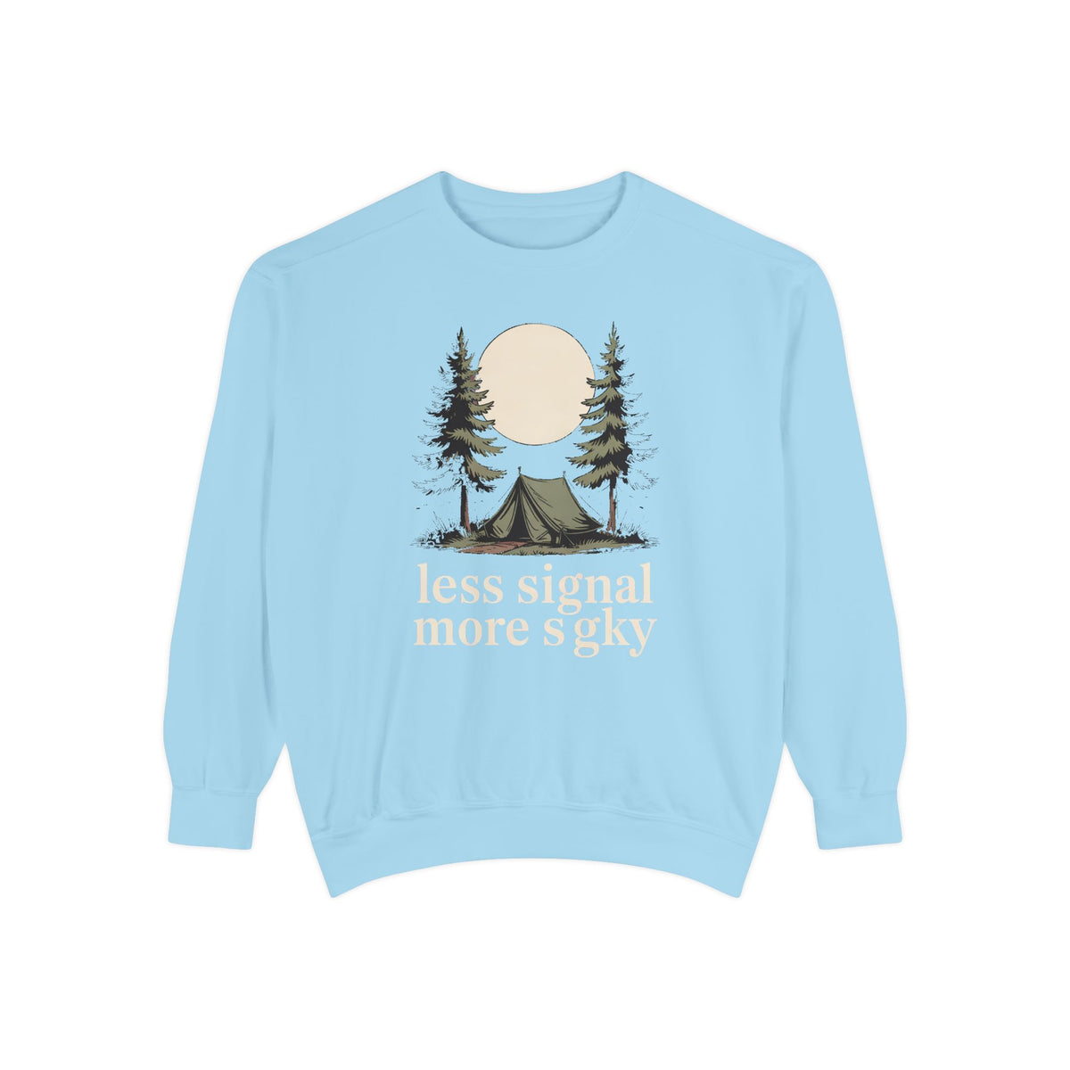 Camper Sweatshirt, Less Signal More Sky, Camping Gift For Campers, Outdoor Hobby Crewneck, Nature Lover Gift, Vintage Camp Sweatshirt