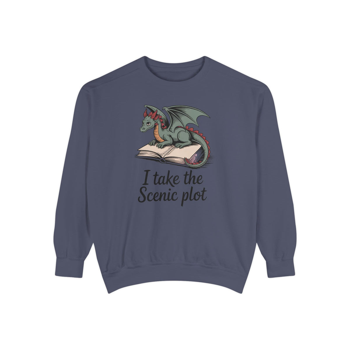 Fantasy Reader Sweatshirt, I Take The Scenic Plot, Dragon Book Lover Gift, Bookish Hobby Sweatshirt, Cute Dragon Reading Tee, Gift For Book…