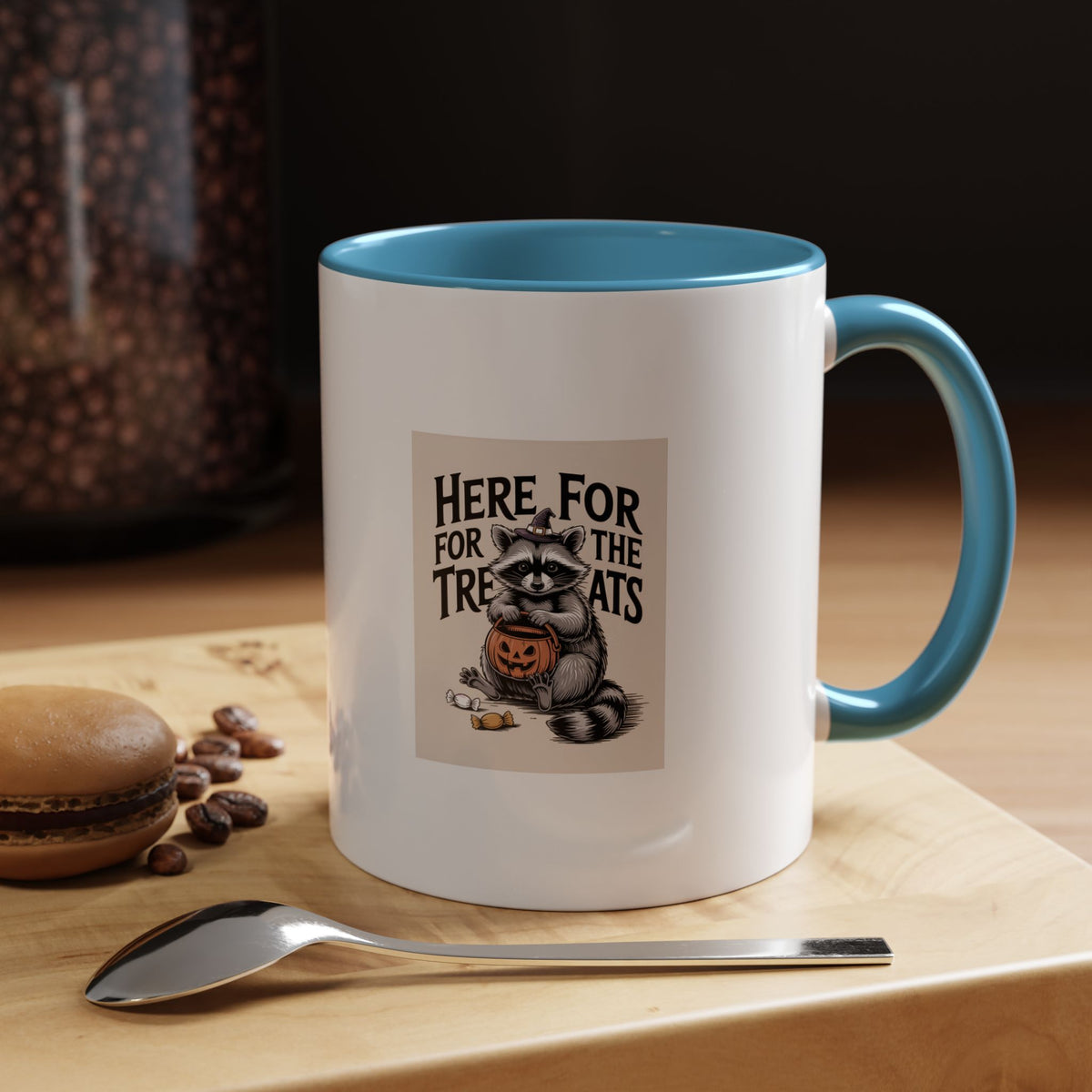Here For The Treats Raccoon Mug, Funny Halloween Coffee Mug, Vintage Raccoon Witch Hat Cup, Spooky Season Gift, Trick or Treat Mug
