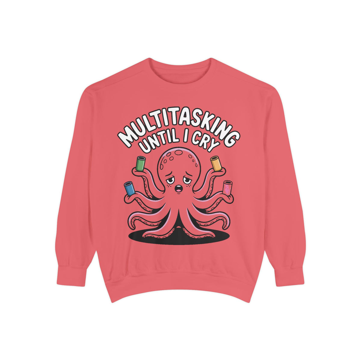 Multitasking Octopus Sweatshirt, Funny Stressed Octopus Crewneck, Embroidery-Patch Style Sweatshirt, Busy Mom Gift, Work Humor Pullover