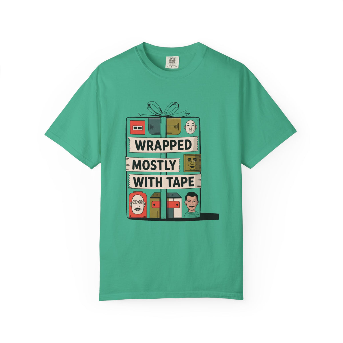 Gift Wrapper Shirt, Wrapped Mostly With Tape Tee, Funny Christmas Gift Wrapping Shirt, Holiday Humor T-Shirt, Christmas Gift For Her Him